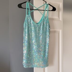 Body C Aqua Sequin Tank Top